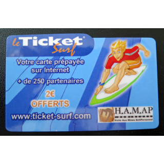 TELECARTE : télécarte TICKET SURF HAMAP 2 Euros offerts neuve