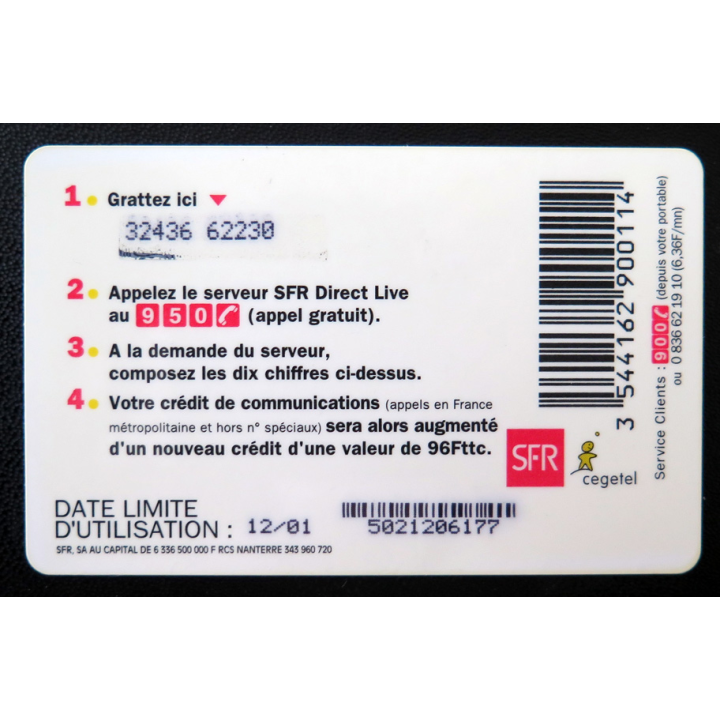 Carte téléphonique La Carte SFR La recharge 1 mois