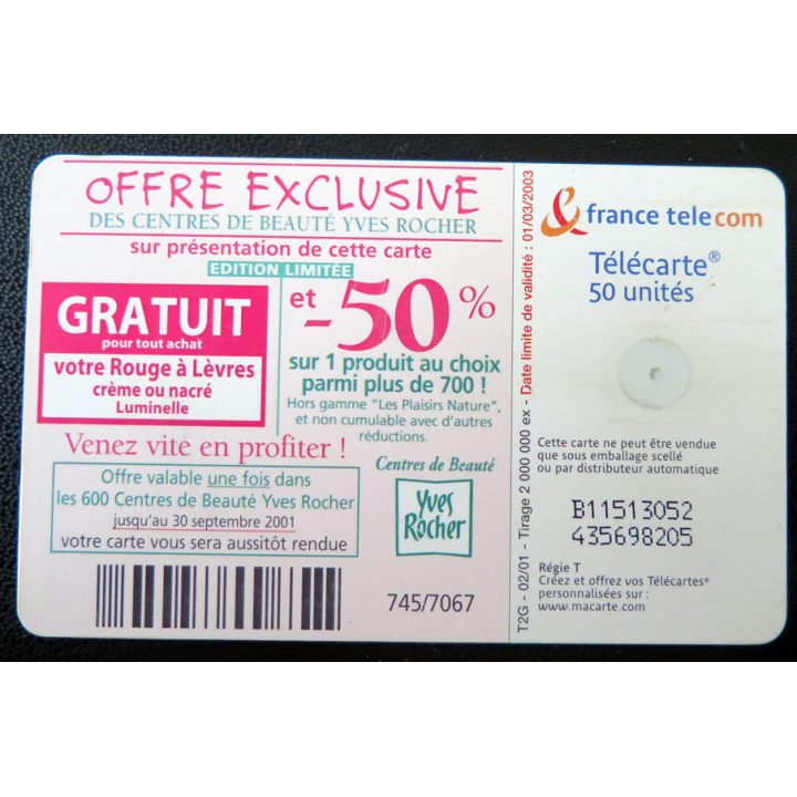 Carte téléphonique Télécarte 50 Yves Rocher