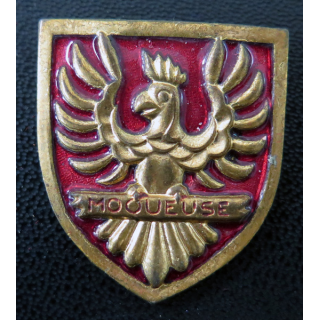 LA MOQUEUSE : insigne émaillé de l'Aviso Dragueur La Moqueuse Augis sans attache