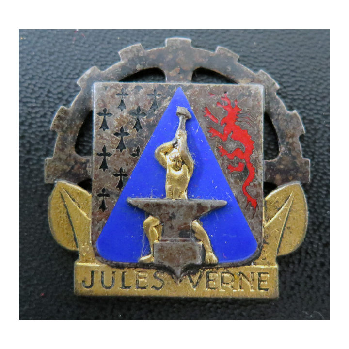 JULES VERNE : insigne émaillé du navire atelier Jules Verne Drago Olivier métra M 511 sans attache