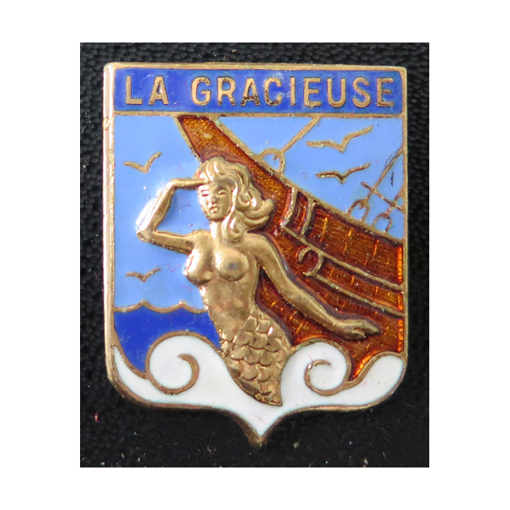 LA GRACIEUSE : insigne émaillé de l'Aviso dragueur La Gracieuse FIA sans attache