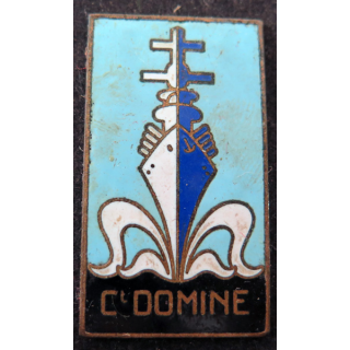 CT DOMINE : insigne émaillé de l'Aviso Dragueur Commandant Ct Domine Augis sans attache