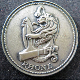 RHÔNE : rondache argentée (ou porte clef limé ?) du Pétrolier Rhône sans attache