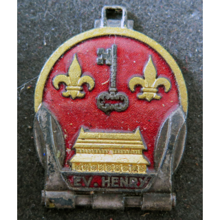 E.V HENRY : insigne émaillé rouge de l'aviso escorteur Enseigne de vaisseau Henry sans attache