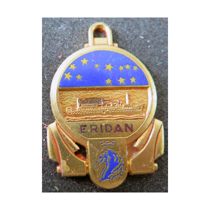 ERIDAN : insigne émaillé du bateau des messageries maritimes Eridan Augis sans attache
