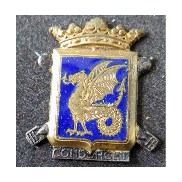 CONDORCET : insigne émaillé du bâtiment école torpilleur Condorcet Drago Paris sans attache