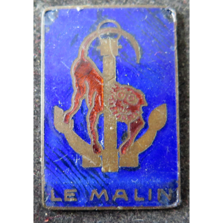 LE MALIN : insigne émaillé du Contre torpilleur Le Malin Augis sans attache