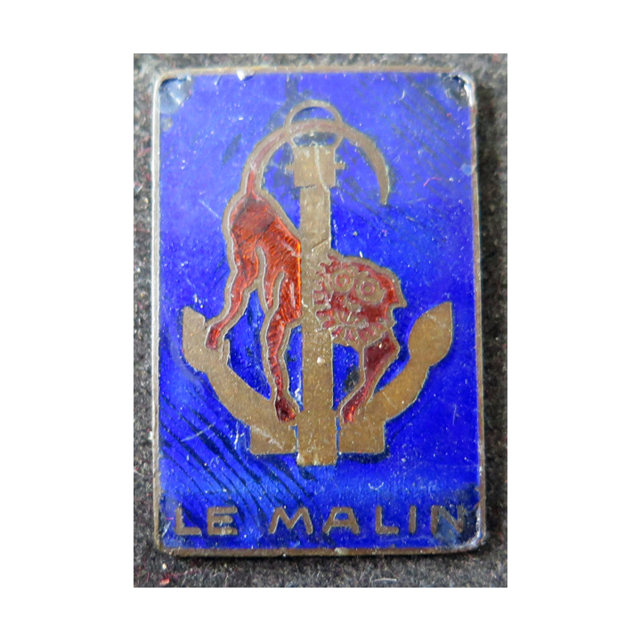 LE MALIN : insigne émaillé du Contre torpilleur Le Malin Augis sans attache