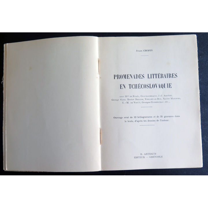 Promenades littéraires en Tchécoslovaquie de Jules Chopin Editions Arthaud 1938