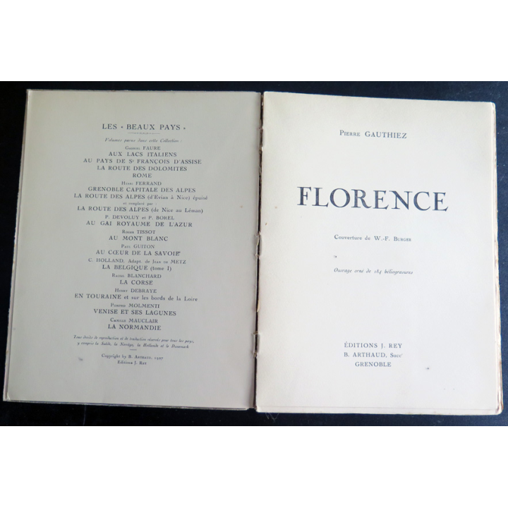 Florence de Pierre Gauthiez Editions Rey Arthaud 1927 Tranche abimée Intérieur frais