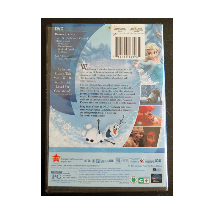 DVD : Frozen de Disney