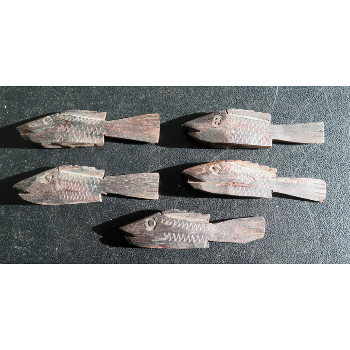 Lot de 5 poissons en bois exotique africain
