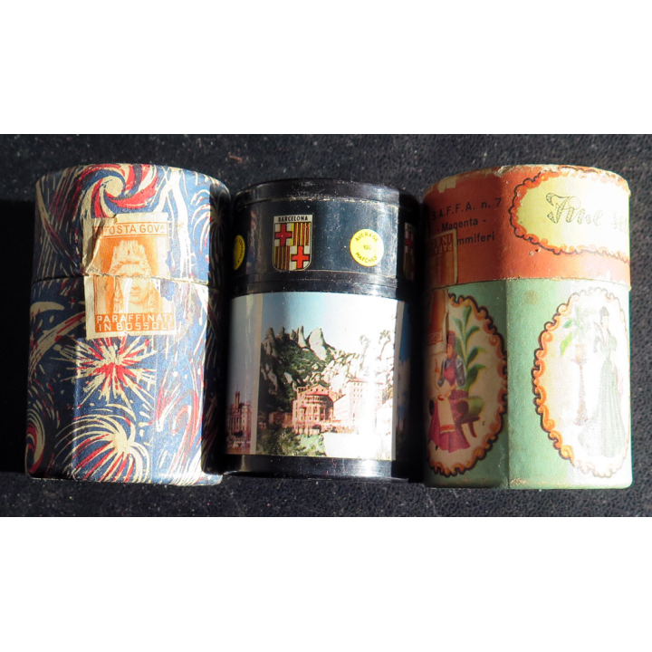BOITE D'ALLUMETTES : Lot de 3 boites d'allumettes cylindriques