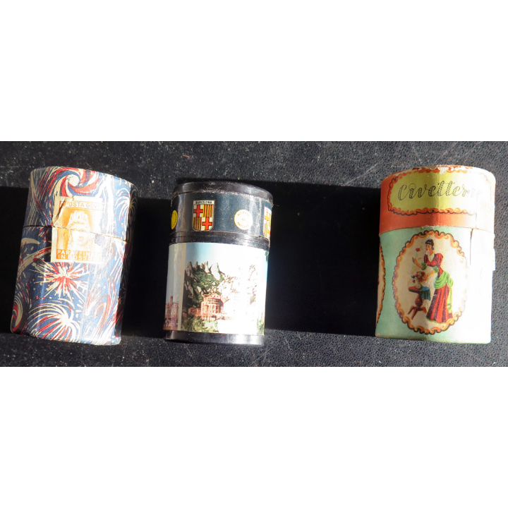 BOITE D'ALLUMETTES : Lot de 3 boites d'allumettes cylindriques