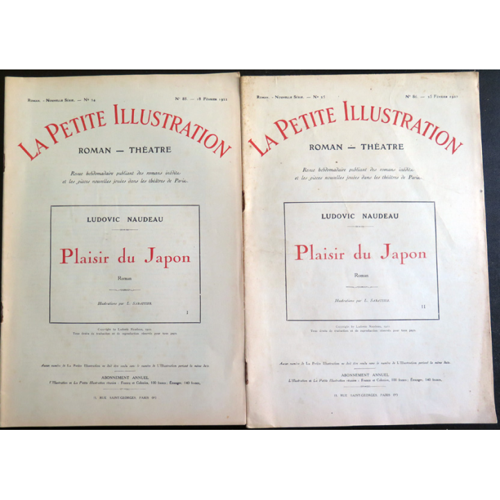 La petite Illustration - Roman Théâtre - Plaisir du japon de Ludovic Naudeau 2 livrets 1922