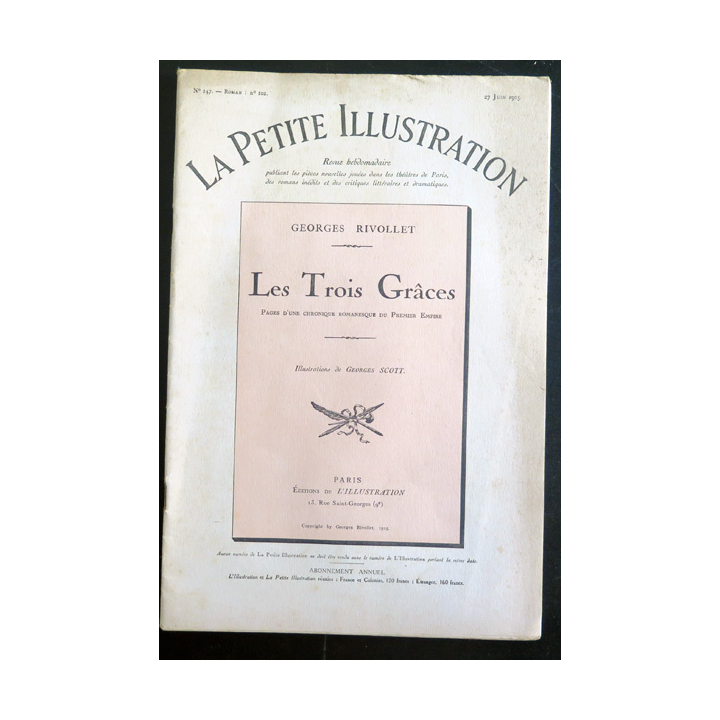 La petite Illustration - Roman Théâtre - Les Trois Grâces de Georges Rivollet du 27 juin 1925
