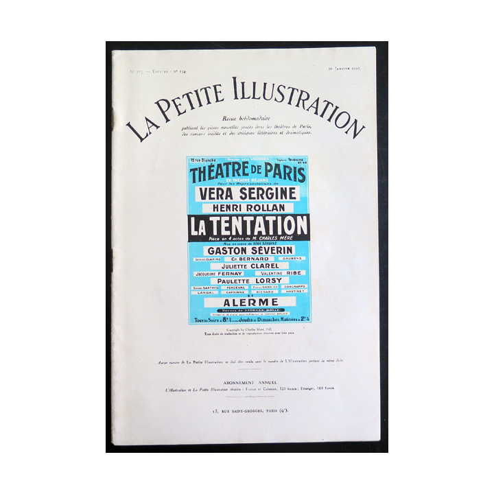 La petite Illustration - Roman Théâtre - n° 134 du 10 Janvier 1925