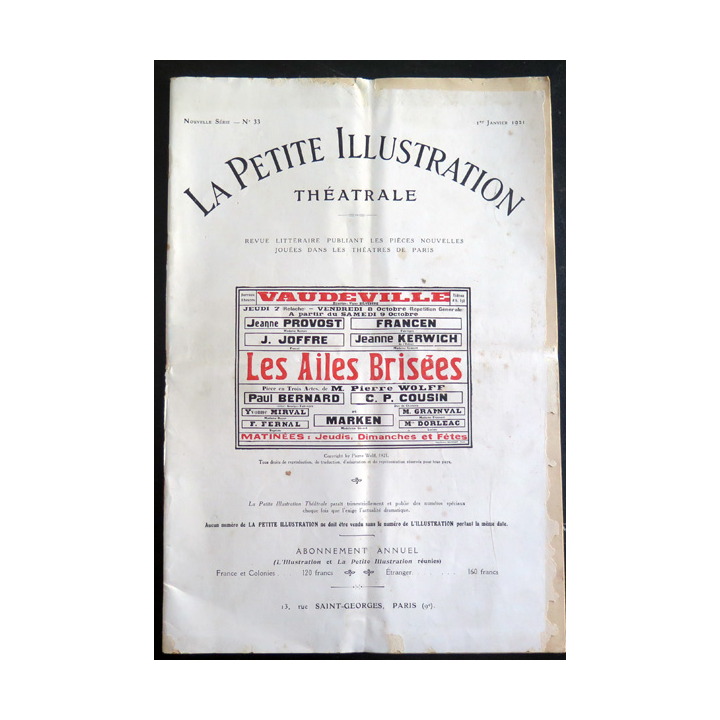 La petite Illustration Théâtrale - n° 33 du 1° Janvier 1921