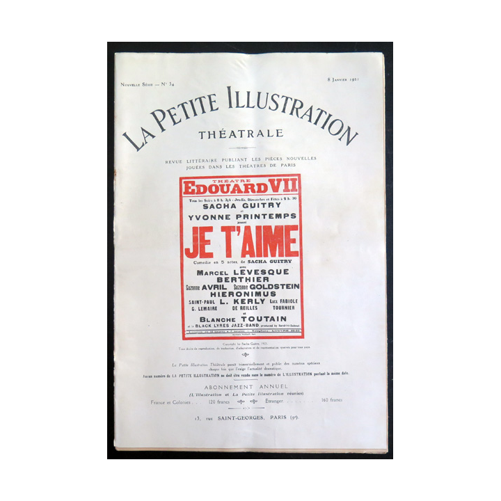 La petite Illustration Théâtrale - n° 34 du 8 Janvier 1921