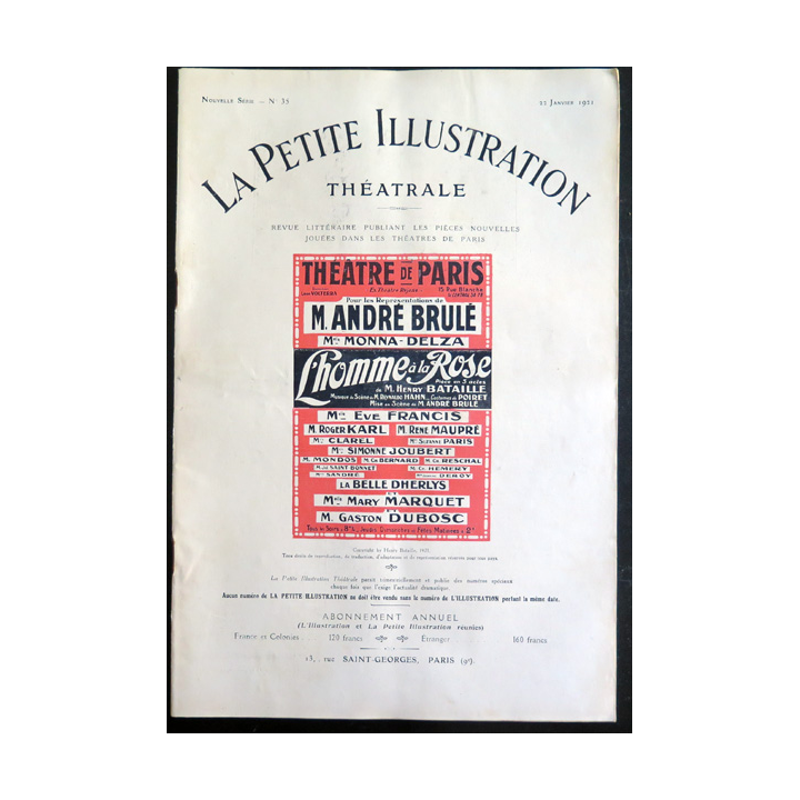 La petite Illustration Théâtrale - n° 35 du 22 Janvier 1921