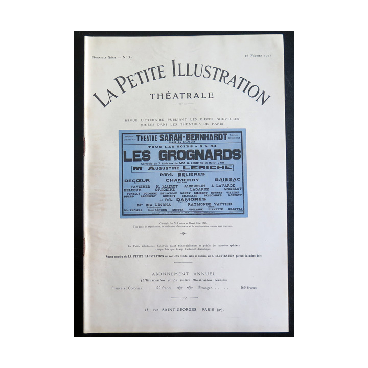 La petite Illustration Théâtrale - n° 37 du 26 Février 1921
