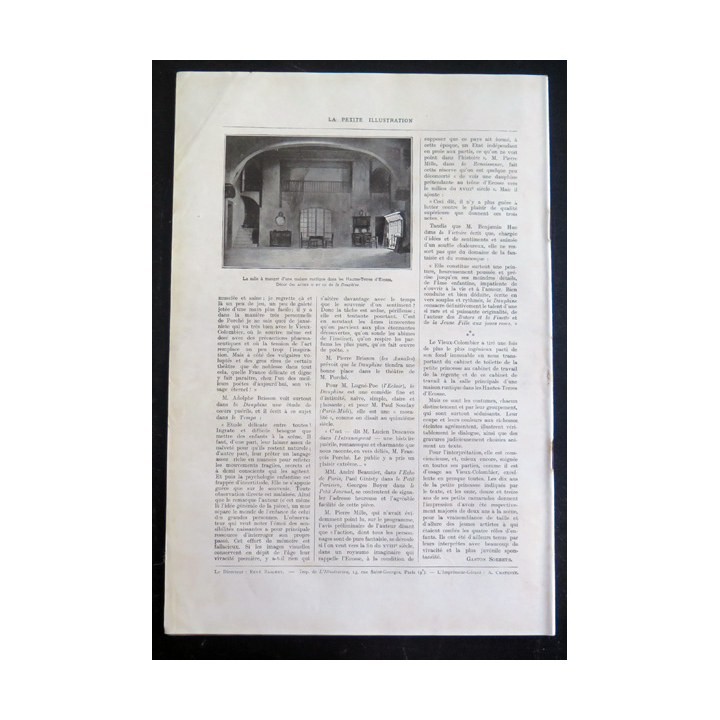 La petite Illustration - Roman Théâtre - n° 52 du 18 Juin 1921