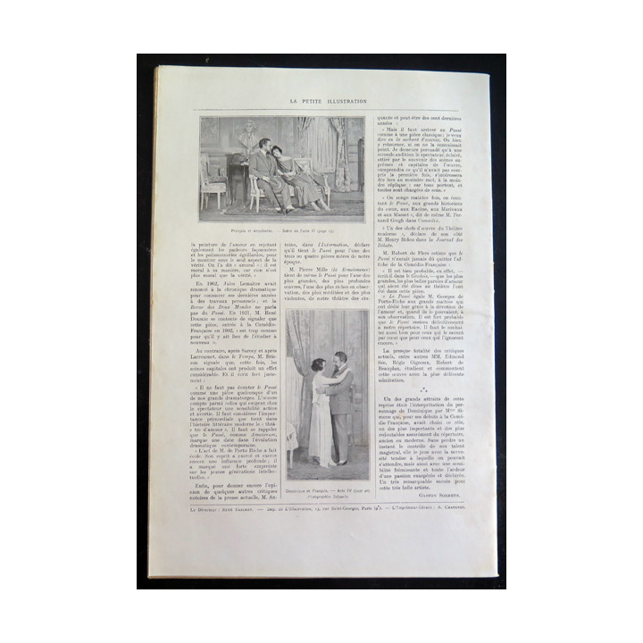 La petite Illustration - Roman Théâtre - n° 62 du 27 Août 1921