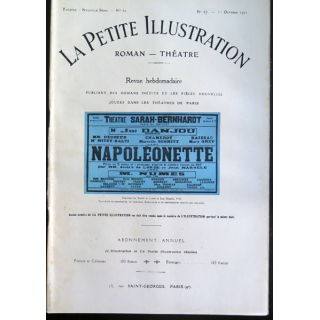 La petite Illustration - Roman Théâtre - n° 67 du 1° Octobre 1921