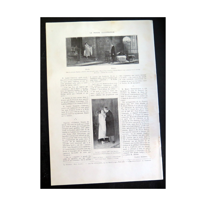 La petite Illustration - Roman Théâtre - n° 70 du 29 Octobre 1921