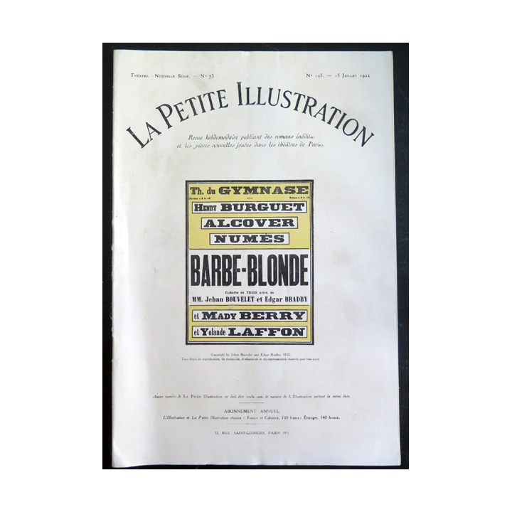 La petite Illustration n° 105 du 15 Juillet 1922