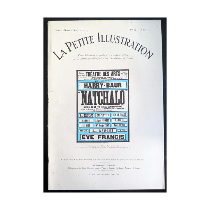 La petite Illustration n° 99 du 3 Juin 1922