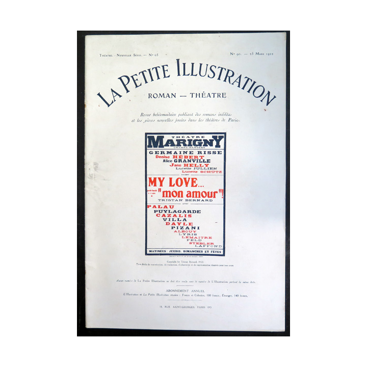 La petite Illustration - Roman Théâtre - n° 90 du 25 Mars 1922