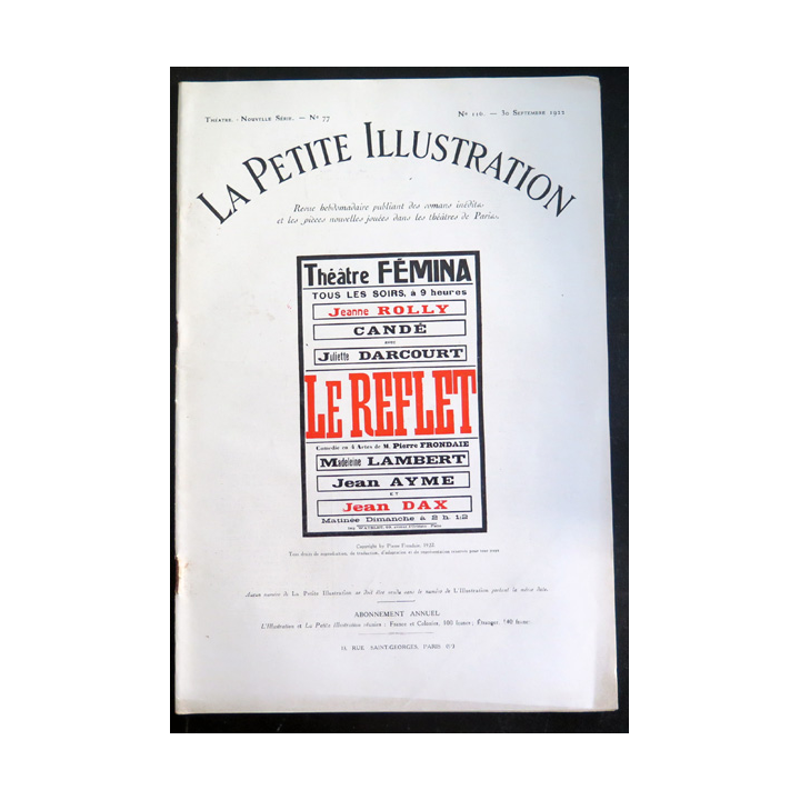 La petite Illustration n° 116 du 30 Septembre 1922