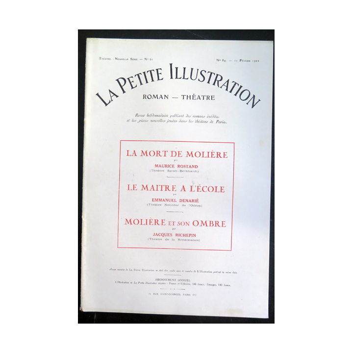 La petite Illustration - Roman Théâtre - n° 84 du 11 Février 1922