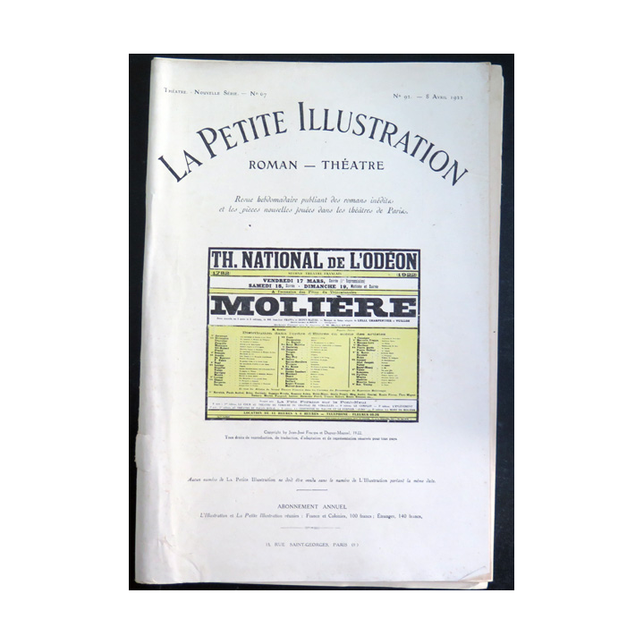 La petite Illustration - Roman Théâtre - n° 92 du 8 Avril 1922