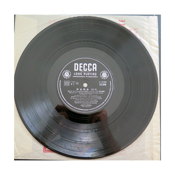 PARA 1 : Disque 33 t petit format marches des commandos et des parachutiste