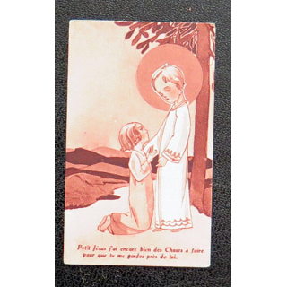 IMAGE PIEUSE : petite image d'enfant "Petit Jésus j'ai encore des choses bien à faire ..." 3,8 x 6 cm