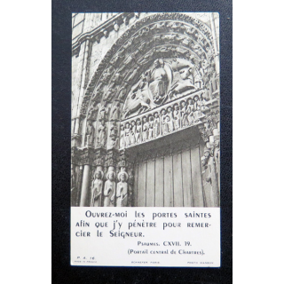 IMAGE PIEUSE :Portail central de Chartres 6,7 x 10,5 cm