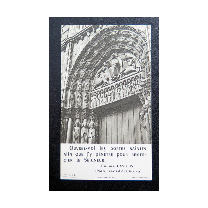 IMAGE PIEUSE :Portail central de Chartres 6,7 x 10,5 cm