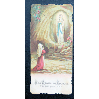 IMAGE PIEUSE : A la grotte de Lourdes j'ai prié pour vous 4,7 x 10,2 cm