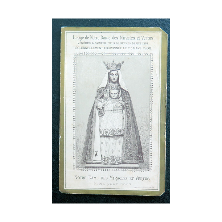 IMAGE PIEUSE : carte de Notre Dame des Miracles et Vertus 7 x 11 cm
