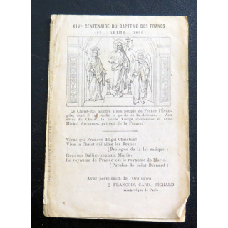 IMAGE PIEUSE : XIV° Centenaire du baptème des Francs Fascicule de 1896 7,8 x 11,4 cm