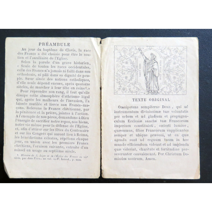 IMAGE PIEUSE : XIV° Centenaire du baptème des Francs Fascicule de 1896 7,8 x 11,4 cm