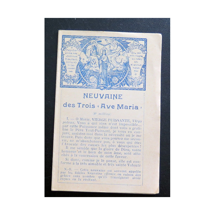 IMAGE PIEUSE : Neuvaine des Trois Ave Maria 13,8 x 9 cm