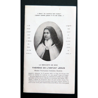 IMAGE PIEUSE : la Servante de Dieu Thérèse de l'Enfant Jésus 1916 7,5 x 12,8 cm
