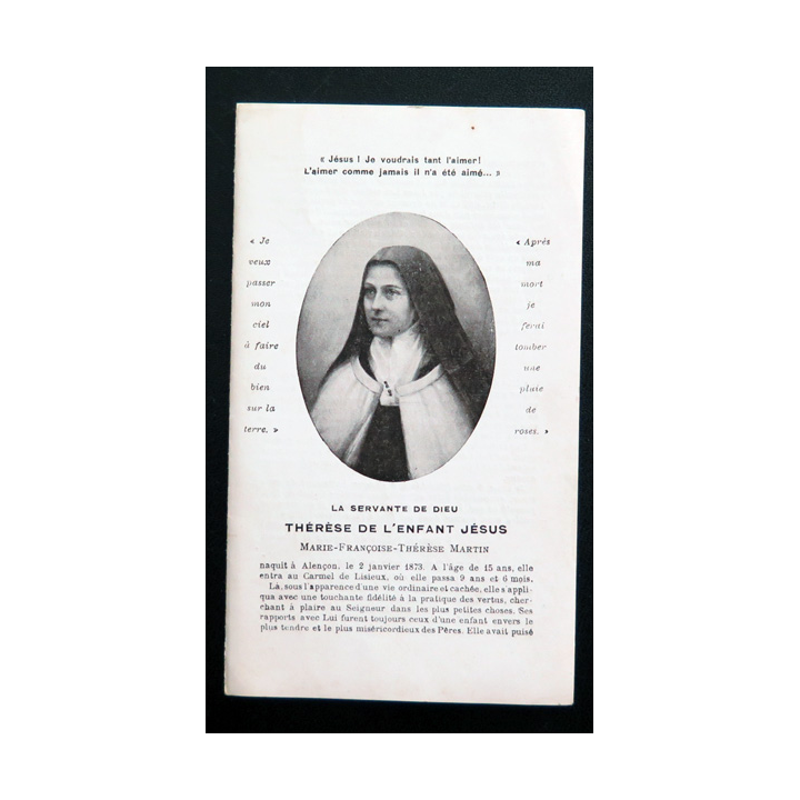 IMAGE PIEUSE : la Servante de Dieu Thérèse de l'Enfant Jésus 1916 7,5 x 12,8 cm