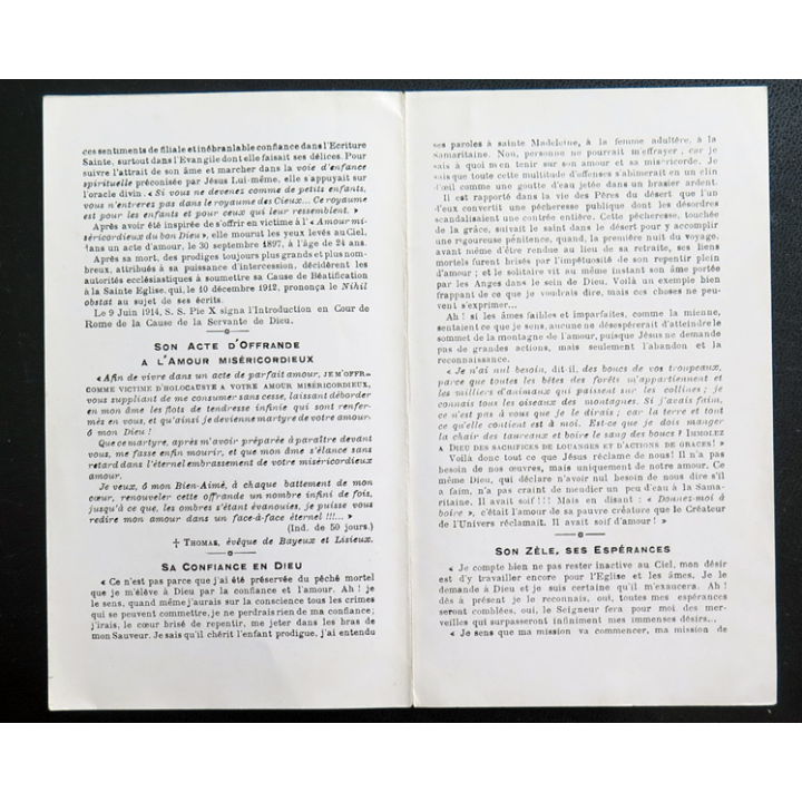 IMAGE PIEUSE : la Servante de Dieu Thérèse de l'Enfant Jésus 1916 7,5 x 12,8 cm