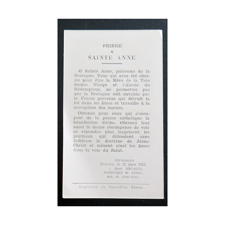 IMAGE PIEUSE : La sainte Vierge enfant et Saint Anne 1933 6,5 x 11 cm
