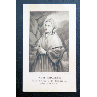 IMAGE PIEUSE : Sainte Bernadette fidèle messagère de l'Immaculée 7 x 11,5 cm